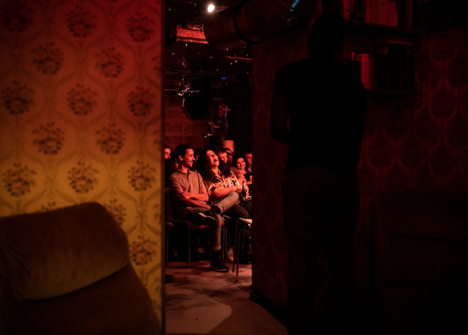 Visitors of a stand-up show in Berlin